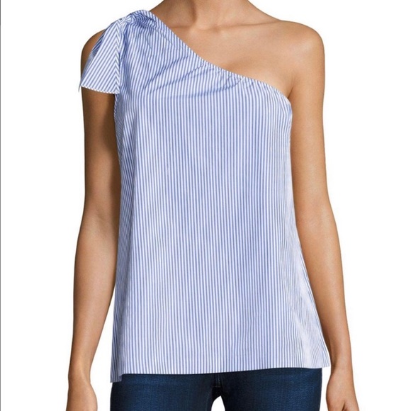 Theory Grajik One Shoulder Striped Blouse - Picture 1 of 4